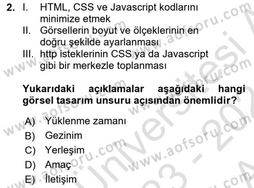 Görsel Web Tasarımı Dersi 2023 - 2024 Yılı (Vize) Ara Sınav Soruları 2. Soru