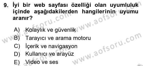 Görsel Web Tasarımı Dersi 2023 - 2024 Yılı (Vize) Ara Sınav Soruları 9. Soru