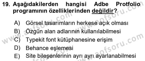 Görsel Web Tasarımı Dersi 2023 - 2024 Yılı (Final) Dönem Sonu Sınav Soruları 19. Soru