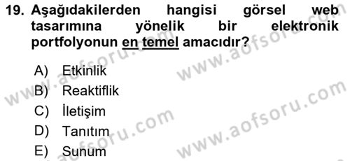 Görsel Web Tasarımı Dersi 2023 - 2024 Yılı Yaz Okulu Sınav Soruları 19. Soru