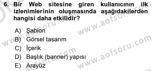 Görsel Web Tasarımı Dersi 2023 - 2024 Yılı Yaz Okulu Sınav Soruları 6. Soru