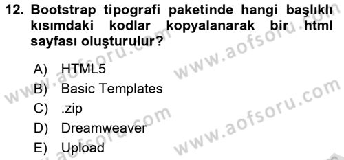 Görsel Web Tasarımı Dersi 2024 - 2025 Yılı (Final) Dönem Sonu Sınav Soruları 12. Soru