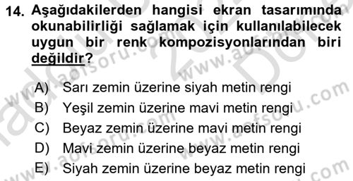 Görsel Web Tasarımı Dersi 2024 - 2025 Yılı (Final) Dönem Sonu Sınav Soruları 14. Soru