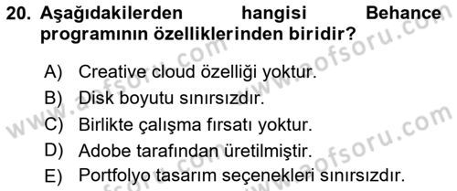 Görsel Web Tasarımı Dersi 2024 - 2025 Yılı (Final) Dönem Sonu Sınav Soruları 20. Soru