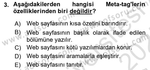 Görsel Web Tasarımı Dersi 2024 - 2025 Yılı (Final) Dönem Sonu Sınav Soruları 3. Soru