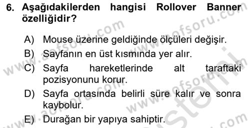 Görsel Web Tasarımı Dersi 2024 - 2025 Yılı (Final) Dönem Sonu Sınav Soruları 6. Soru