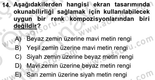 Görsel Web Tasarımı Dersi 2024 - 2025 Yılı Yaz Okulu Sınav Soruları 14. Soru