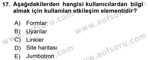 Görsel Web Tasarımı Dersi 2024 - 2025 Yılı Yaz Okulu Sınav Soruları 17. Soru