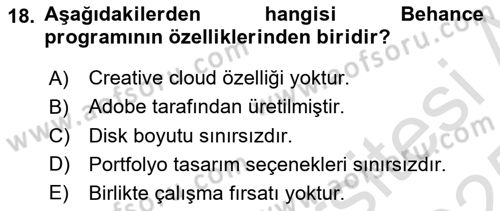 Görsel Web Tasarımı Dersi 2024 - 2025 Yılı Yaz Okulu Sınav Soruları 18. Soru