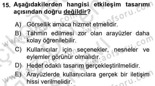 Görsel Web Tasarımı Dersi 2025 - 2026 Yılı (Final) Dönem Sonu Sınav Soruları 15. Soru