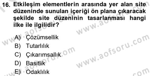 Görsel Web Tasarımı Dersi 2025 - 2026 Yılı (Final) Dönem Sonu Sınav Soruları 16. Soru