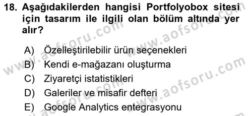 Görsel Web Tasarımı Dersi 2025 - 2026 Yılı (Final) Dönem Sonu Sınav Soruları 18. Soru