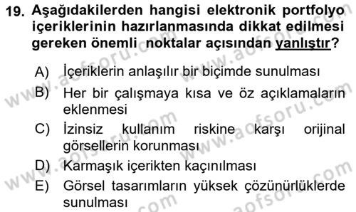 Görsel Web Tasarımı Dersi 2025 - 2026 Yılı (Final) Dönem Sonu Sınav Soruları 19. Soru