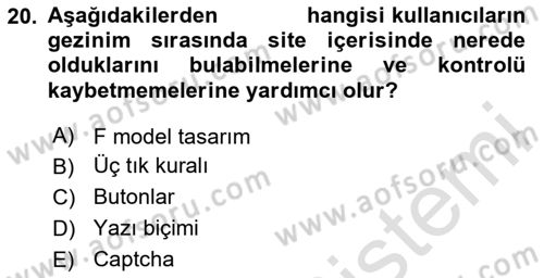 Görsel Web Tasarımı Dersi 2025 - 2026 Yılı (Final) Dönem Sonu Sınav Soruları 20. Soru