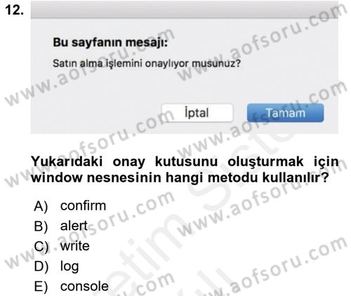 İnternet Tabanlı Programlama Dersi 2017 - 2018 Yılı (Vize) Ara Sınav Soruları 12. Soru