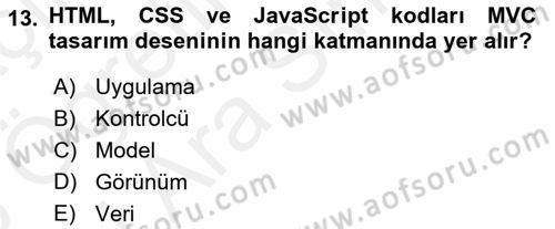 İnternet Tabanlı Programlama Dersi 2017 - 2018 Yılı (Vize) Ara Sınav Soruları 13. Soru