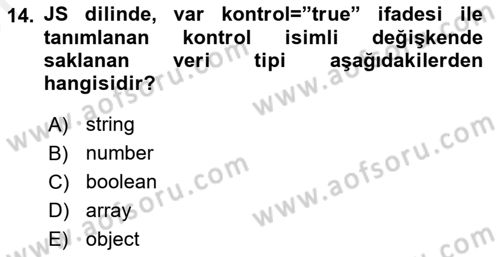 İnternet Tabanlı Programlama Dersi 2017 - 2018 Yılı (Vize) Ara Sınav Soruları 14. Soru