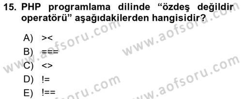 İnternet Tabanlı Programlama Dersi 2017 - 2018 Yılı (Vize) Ara Sınav Soruları 15. Soru