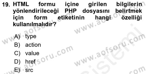 İnternet Tabanlı Programlama Dersi 2017 - 2018 Yılı (Vize) Ara Sınav Soruları 19. Soru