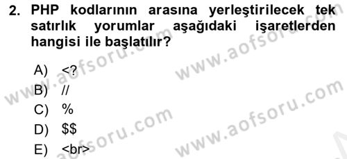 İnternet Tabanlı Programlama Dersi 2017 - 2018 Yılı (Vize) Ara Sınav Soruları 2. Soru