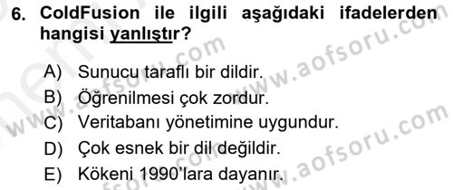 İnternet Tabanlı Programlama Dersi 2017 - 2018 Yılı (Vize) Ara Sınav Soruları 6. Soru