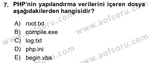 İnternet Tabanlı Programlama Dersi 2017 - 2018 Yılı (Vize) Ara Sınav Soruları 7. Soru