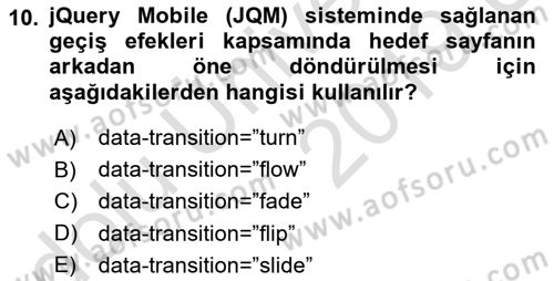 İnternet Tabanlı Programlama Dersi 2018 - 2019 Yılı 3 Ders Sınav Soruları 10. Soru