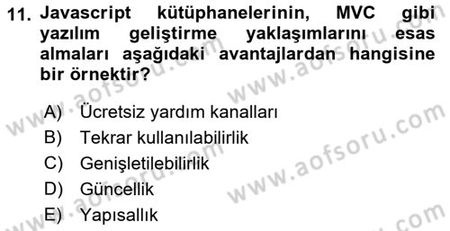 İnternet Tabanlı Programlama Dersi 2018 - 2019 Yılı 3 Ders Sınav Soruları 11. Soru