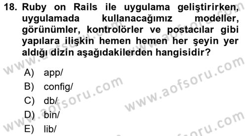 İnternet Tabanlı Programlama Dersi 2018 - 2019 Yılı 3 Ders Sınav Soruları 18. Soru