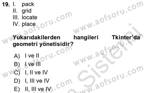 İnternet Tabanlı Programlama Dersi 2018 - 2019 Yılı 3 Ders Sınav Soruları 19. Soru