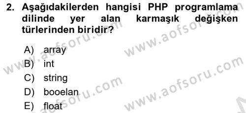 İnternet Tabanlı Programlama Dersi 2018 - 2019 Yılı 3 Ders Sınav Soruları 2. Soru