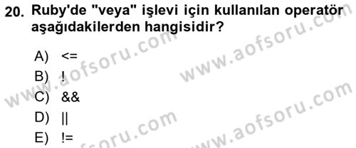 İnternet Tabanlı Programlama Dersi 2018 - 2019 Yılı 3 Ders Sınav Soruları 20. Soru