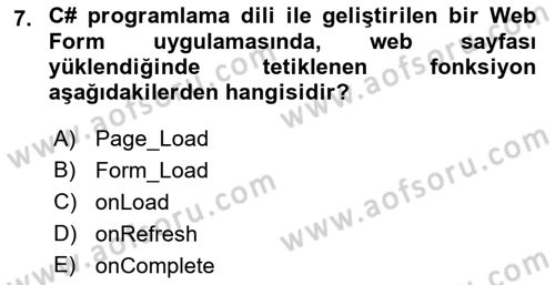 İnternet Tabanlı Programlama Dersi 2018 - 2019 Yılı 3 Ders Sınav Soruları 7. Soru