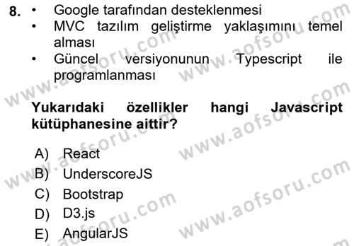 İnternet Tabanlı Programlama Dersi 2018 - 2019 Yılı 3 Ders Sınav Soruları 8. Soru