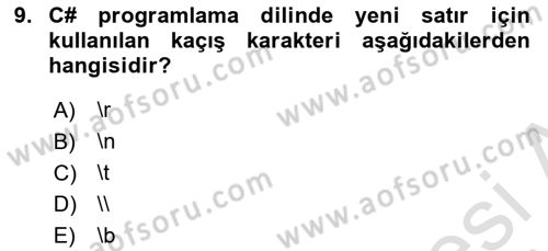 İnternet Tabanlı Programlama Dersi 2018 - 2019 Yılı 3 Ders Sınav Soruları 9. Soru