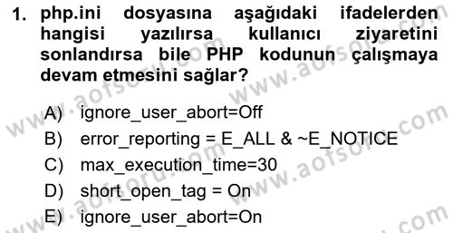 İnternet Tabanlı Programlama Dersi 2018 - 2019 Yılı (Vize) Ara Sınav Soruları 1. Soru