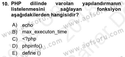 İnternet Tabanlı Programlama Dersi 2018 - 2019 Yılı (Vize) Ara Sınav Soruları 10. Soru