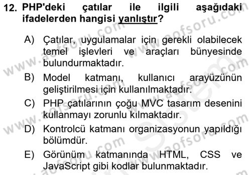 İnternet Tabanlı Programlama Dersi 2018 - 2019 Yılı (Vize) Ara Sınav Soruları 12. Soru