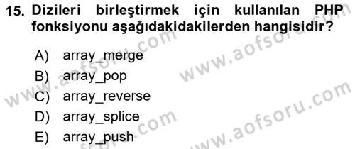 İnternet Tabanlı Programlama Dersi 2018 - 2019 Yılı (Vize) Ara Sınav Soruları 15. Soru