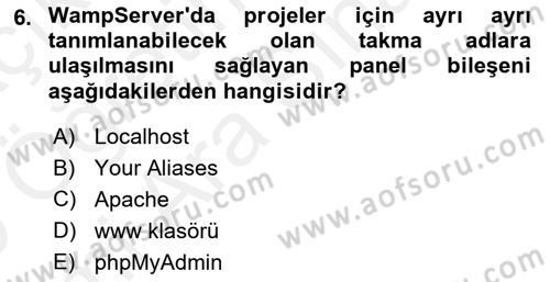 İnternet Tabanlı Programlama Dersi 2018 - 2019 Yılı (Vize) Ara Sınav Soruları 6. Soru