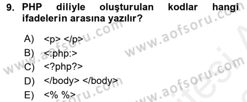 İnternet Tabanlı Programlama Dersi 2018 - 2019 Yılı (Vize) Ara Sınav Soruları 9. Soru