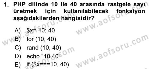 İnternet Tabanlı Programlama Dersi 2018 - 2019 Yılı (Final) Dönem Sonu Sınav Soruları 1. Soru