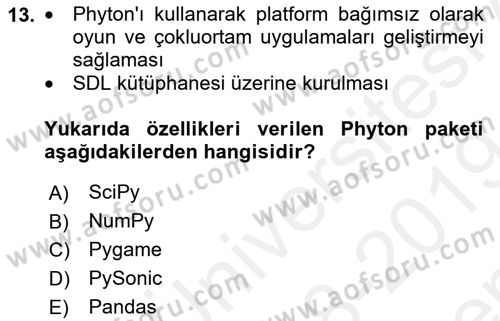 İnternet Tabanlı Programlama Dersi 2018 - 2019 Yılı (Final) Dönem Sonu Sınav Soruları 13. Soru