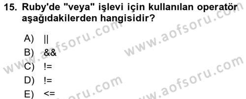 İnternet Tabanlı Programlama Dersi 2018 - 2019 Yılı (Final) Dönem Sonu Sınav Soruları 15. Soru