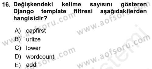 İnternet Tabanlı Programlama Dersi 2018 - 2019 Yılı (Final) Dönem Sonu Sınav Soruları 16. Soru