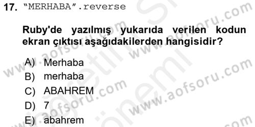İnternet Tabanlı Programlama Dersi 2018 - 2019 Yılı (Final) Dönem Sonu Sınav Soruları 17. Soru