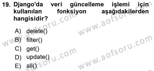İnternet Tabanlı Programlama Dersi 2018 - 2019 Yılı (Final) Dönem Sonu Sınav Soruları 19. Soru