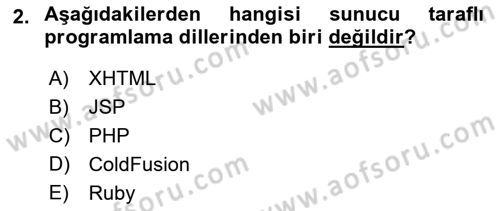 İnternet Tabanlı Programlama Dersi 2018 - 2019 Yılı (Final) Dönem Sonu Sınav Soruları 2. Soru