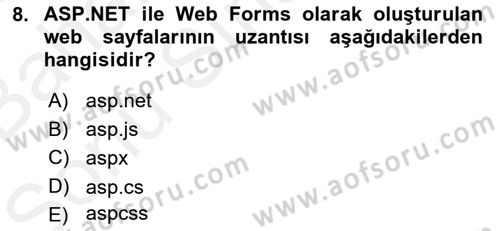 İnternet Tabanlı Programlama Dersi 2018 - 2019 Yılı (Final) Dönem Sonu Sınav Soruları 8. Soru