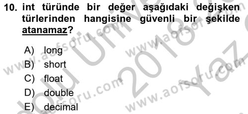 İnternet Tabanlı Programlama Dersi 2018 - 2019 Yılı Yaz Okulu Sınav Soruları 10. Soru